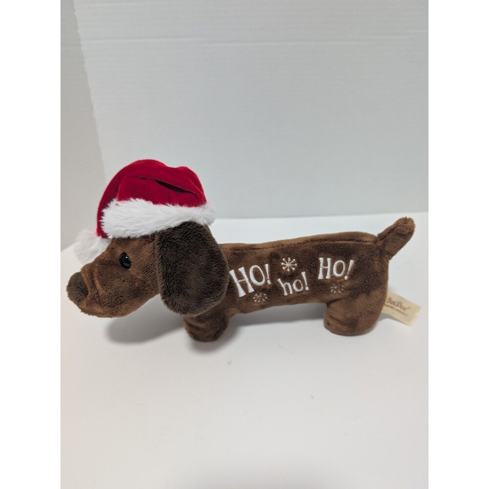 Dandee Dan Dee Collectors Choice Santa Hat Dachshund Dog Plush 11” Christmas